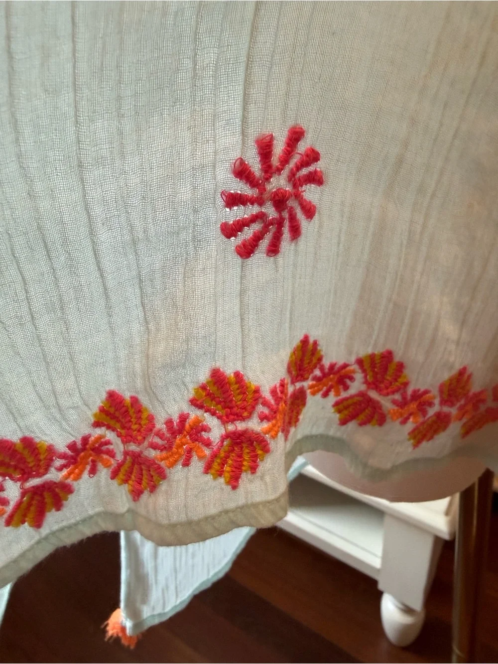 Lilly Pulitzer Light Blue Swim Coverup/Top with Orange Embroidery and Tassels